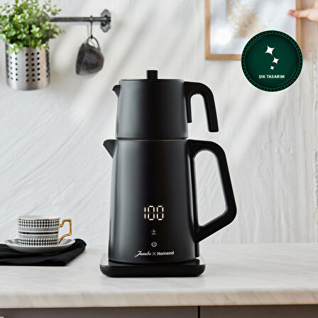Jumbo x Homend Royaltea Cooltouch 1792H Siyah Çift Duvarlı Paslanmaz Çelik Çay Makinesi Wifi ile Kontrol